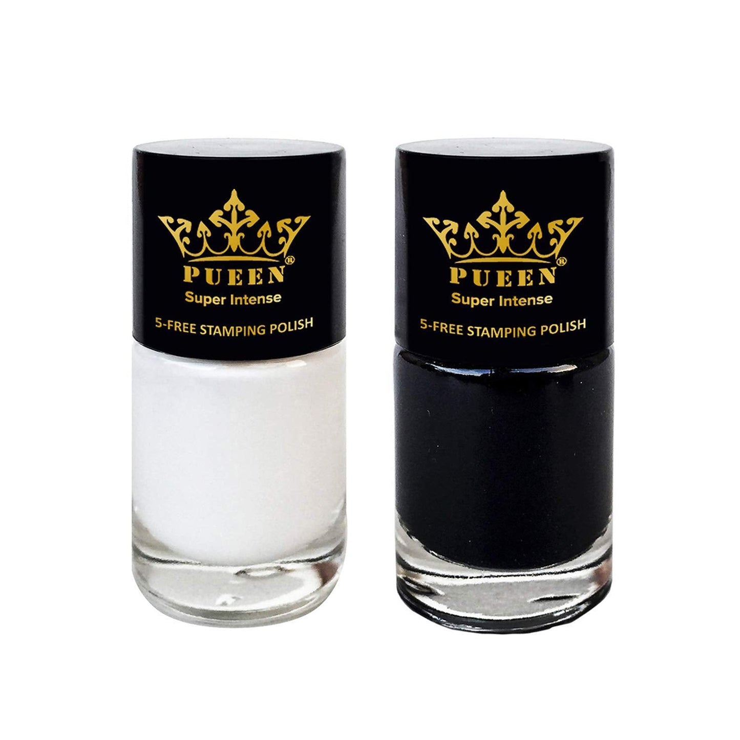 PUEEN MUST HAVE Stamping Polish Collection Set Big 5-FREE Formula Nail Color Lacquer (805 - Black Jack + 806 - Pure White) - BH0