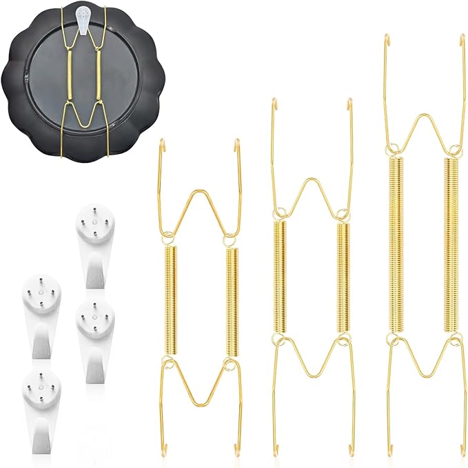 Decorative Plate Hangers for The Wall – 3 Sizes of 6/8/10 Inch Plate Hangers for Display with 4 Pack Wall Hooks, Invisible Wire Heavy Duty Plate Holders for Displaying or Picture Hanging