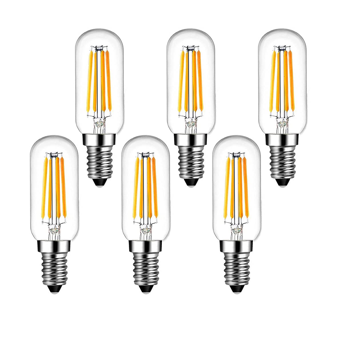 Shuwdkar E14 Led Bulb 4W Warm White 2700K Clear Vintage Candelabra Bulbs, 6 Pack, Glass