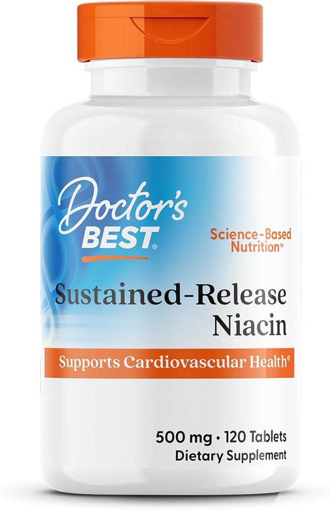 Doctors Best Sustained-Release Niacin with niaXtend, Supports Heart Health, Non-GMO, Gluten Free, Vegan 120 Tablets
