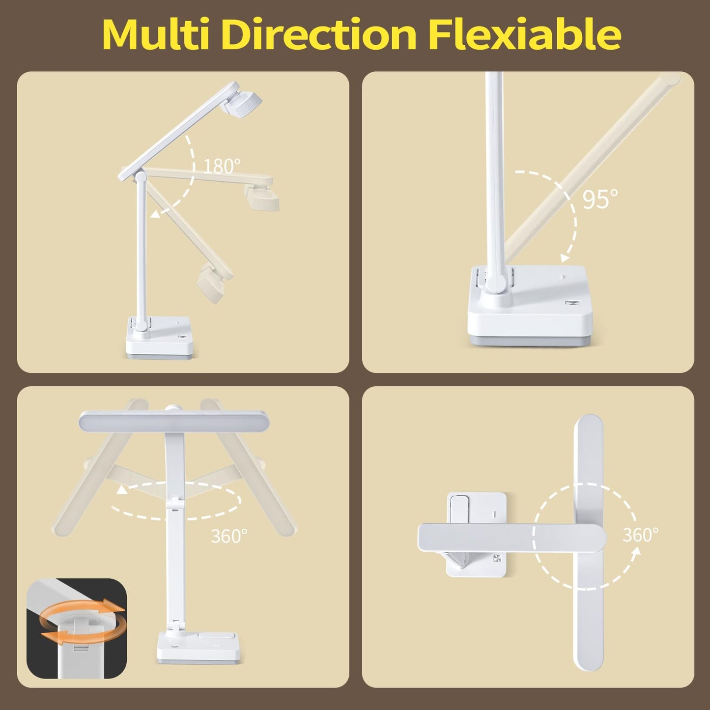 Maythank Cordless Desk Lamp - 50 Led, 20 Inch, Dimmable, Rechargeable 4000Mah, Touch Control, White, Large Size For Bedroom Or Office