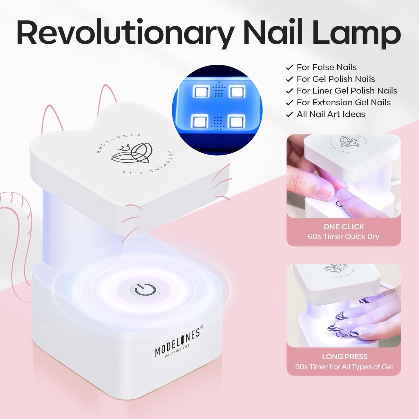 modelones Gel Nail Kit, Long Coffin Gel Nail Tips, 9-in-One Nail Glue & Portable U V Nail Lamp, 216Pcs 12Sizes Acrylic False Nai