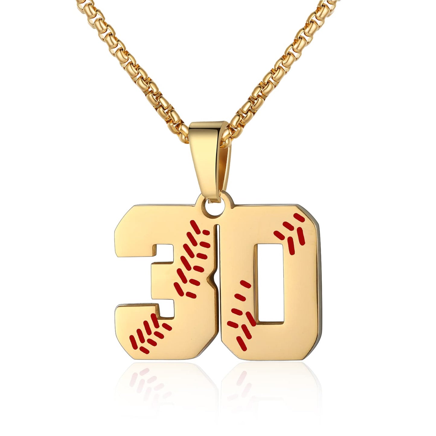 AIAINAGI Baseball Number Necklace for Men - Athletes Jersey Number Necklace with Gold Plated Stainless Steel Chain