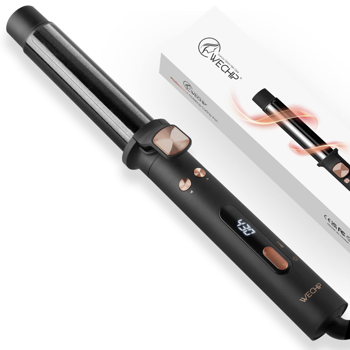 Rotating Curling Iron, WeChip 1.25 Inch Automatic Curling Iron, Curling Wand for Long Short Hair, Automatic Hair Curler with LED