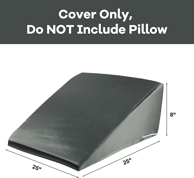 HOMBYS Satin Bed Wedge Pillow Cover Silky & Smooth Wedge Pillowcase 1 Pack 24x24x7.5, Soft & Breathable, Removable & Machine Washable-Zipper Design (Pillow Not Include)