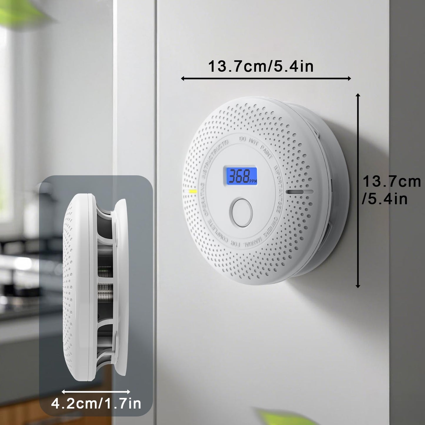 Smoke and Carbon Monoxide Detector, 2 in 1 Smoke Detector, LED Warning Light Indicators, 10 Year Battery (White), 1 Pack