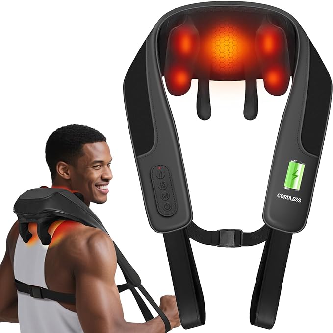 CooCoCo Upgraded Cordless Neck Massager - FSA Eligible, Back Massager for Pain Relief Deep Tissue, Shoulder Massager with ...