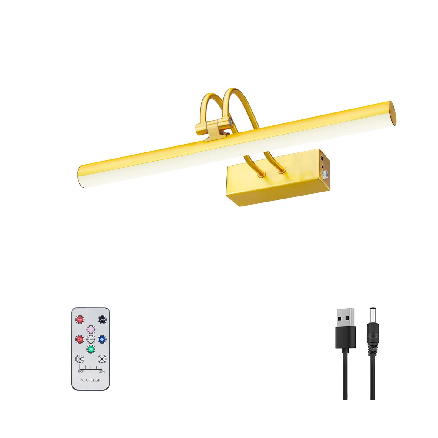 RAIFOOLLY Picture Light, 13in Battery Operated Art Light, Dimmable, Brass, Model RF00181