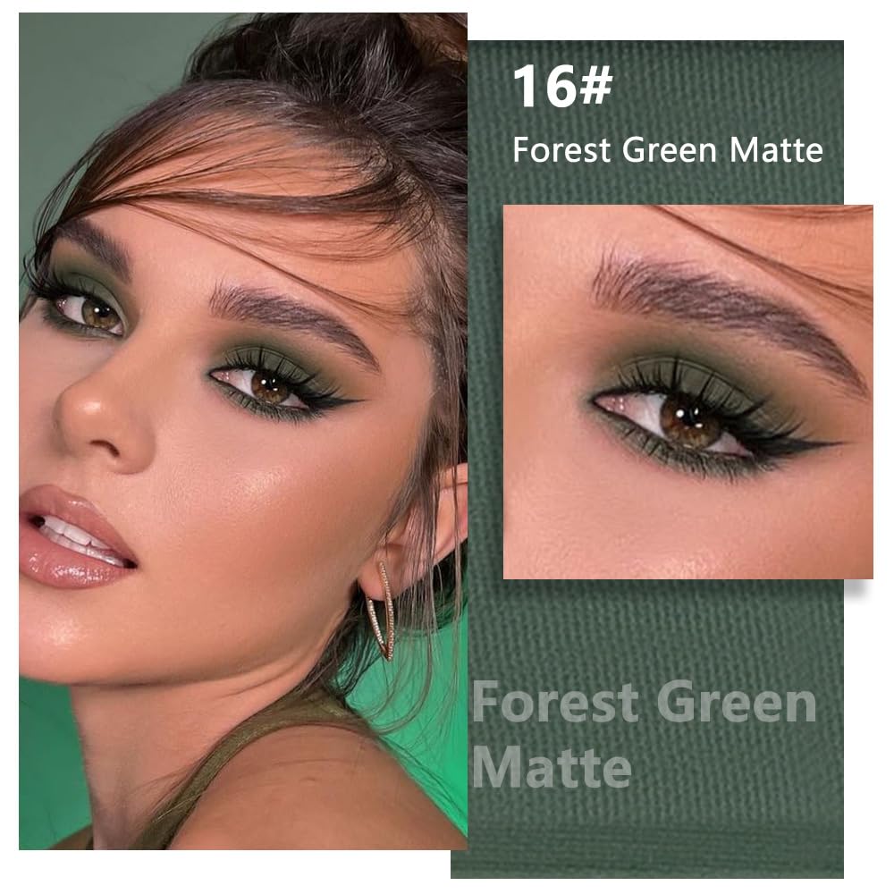HHLTOH Buildable Matte Eyeshadow Makeup Palette Single - Forest Green Shades | Creamy Pressed Powder for Easy Blending | Mini Tr