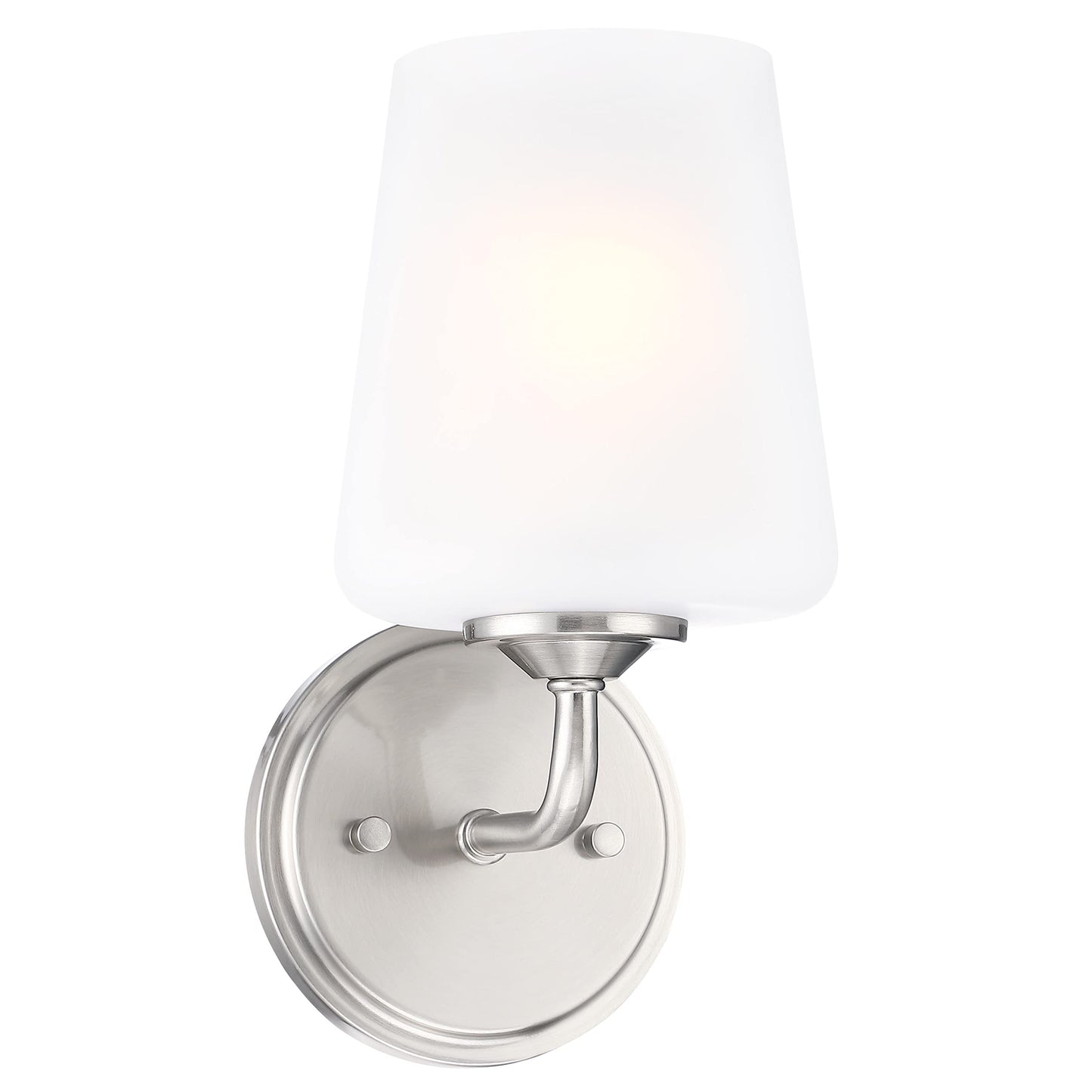 Design House Stasia Wall Sconce, 1-Light, Frosted Glass, Dimmable, Satin Nickel, 5.4 in L x 6.7 in W x 10.9