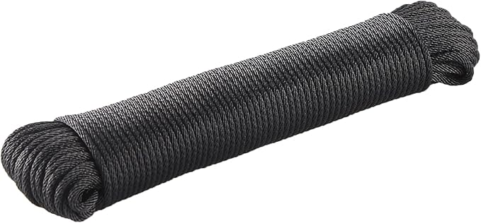 ANMOFLY Black Dacron Polyester Rope 1/8 Inch 100ft,High Density UV Resistant Braided Cord,Professional Grade for Marine,Ca...