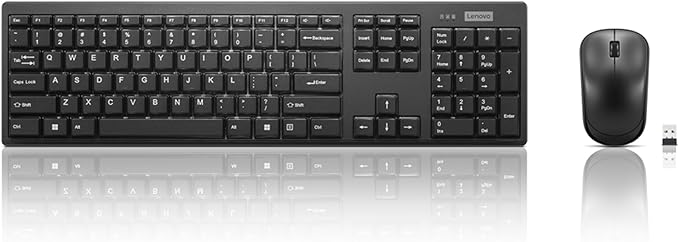 Lenovo 100 Wireless Keyboard and Mouse Combo – Cordless Set with Spill Resistant Quiet Keys – 3-Zone Keyboard - Ambidextro...