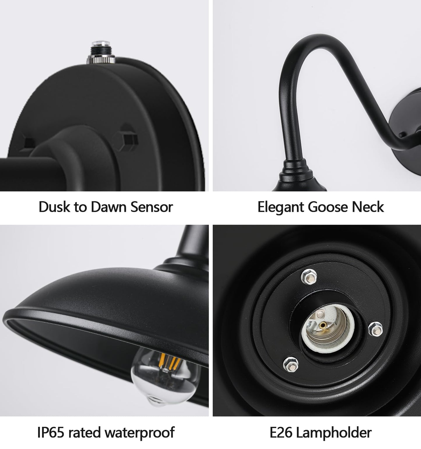 Ytzlvw Large 18In Dusk To Dawn Outdoor Barn Lights  Classic Gooseneck Light Up The Night  Suitable For Porch  Farmhouse  Garage Lighting