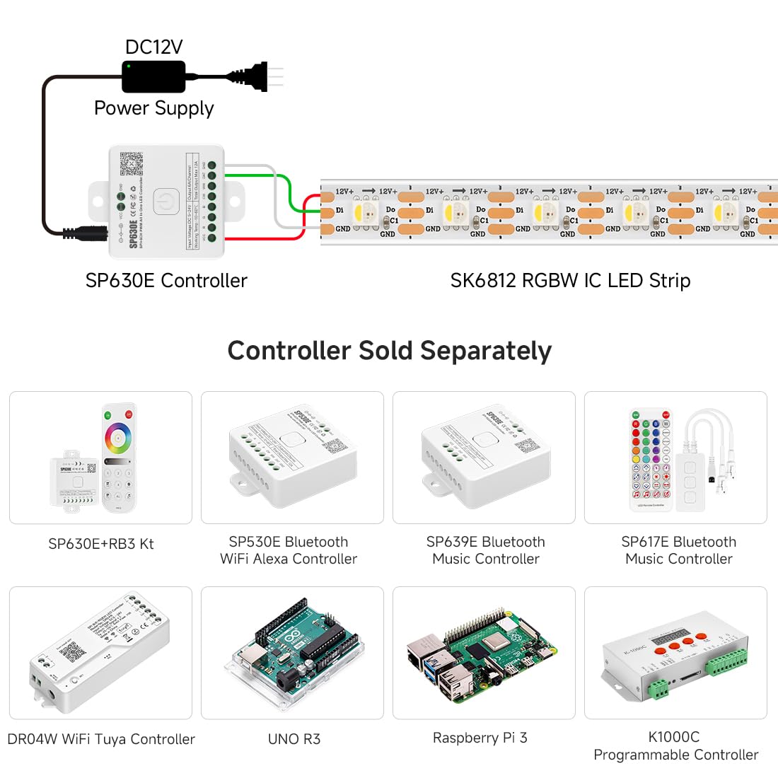 Btf-Lighting Sk6812(Similar Ws2812B) Rgbw Rgb+Natural White(4000K) Individually Addressable Dc12V 16.4Ft 60Led/M 4 Color In 1 Light Dream Color Led Strip Ip68 White Pcb(No Adapter Or Controller)