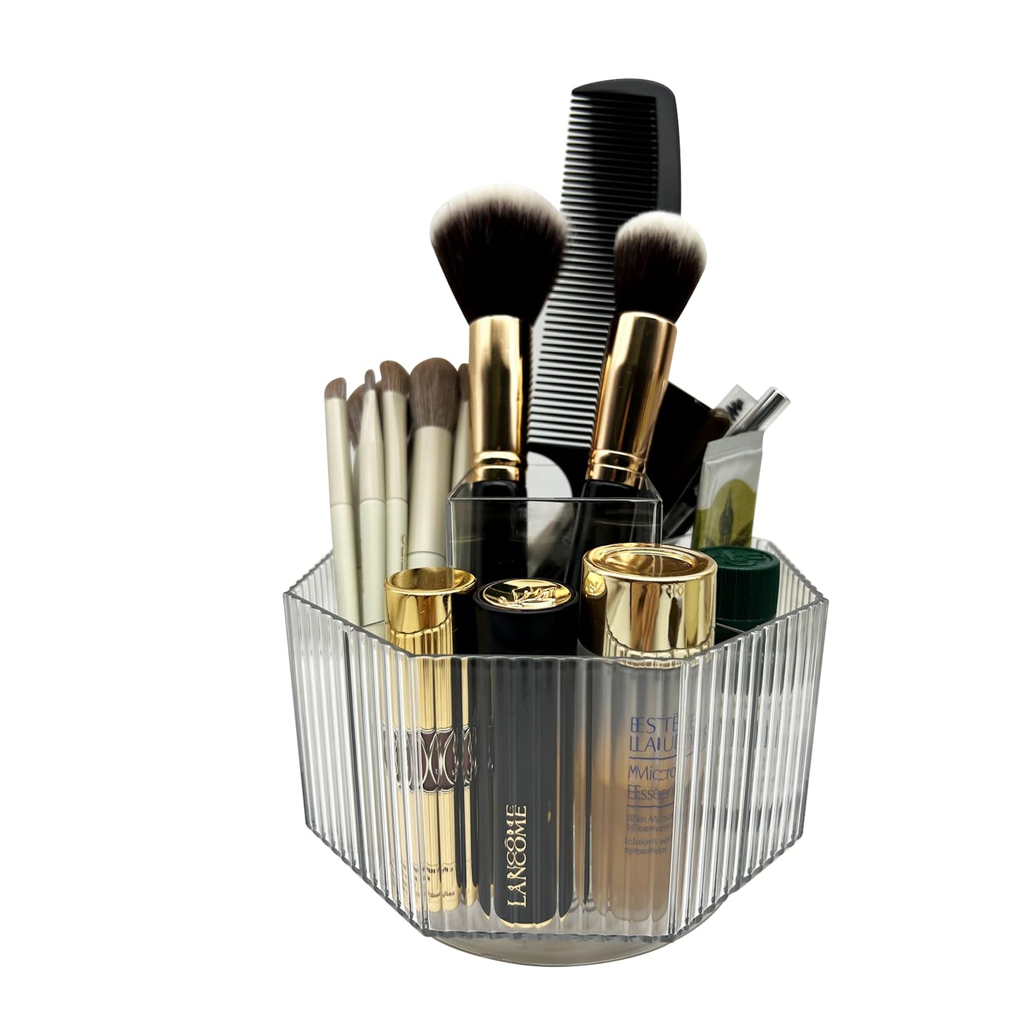 LiteTour 360 Rotating Makeup Organizer, Multi-Compartment Desk Storage for Makeup Brushes, Skincare, Vanity, Pens, Stationery, O