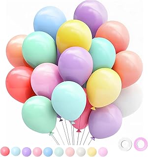 100pcs Rainbow Balloons, 12 Inches Pastel Balloons Assorted Color Colorful Multicolor Macaron Latex Party Balloons for Kid...