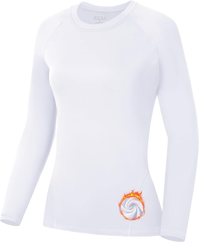 Runhit Thermal Shirts for Women Long Sleeve Compression Tops Fleece Lined Athletic Workout Soft Base Layer Cold Weather