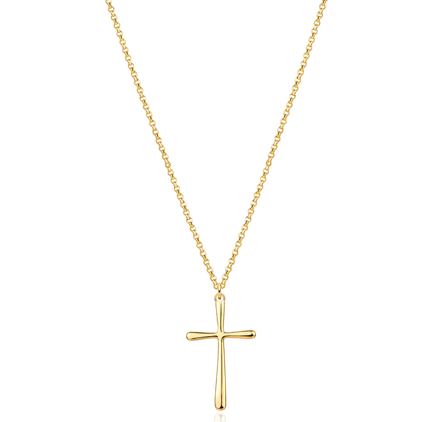 Fettero 14K Gold Plated Cross Necklace, Cross Faith Blank Pendant Dainty Chain Simple Tiny Jewelry Gift for Women