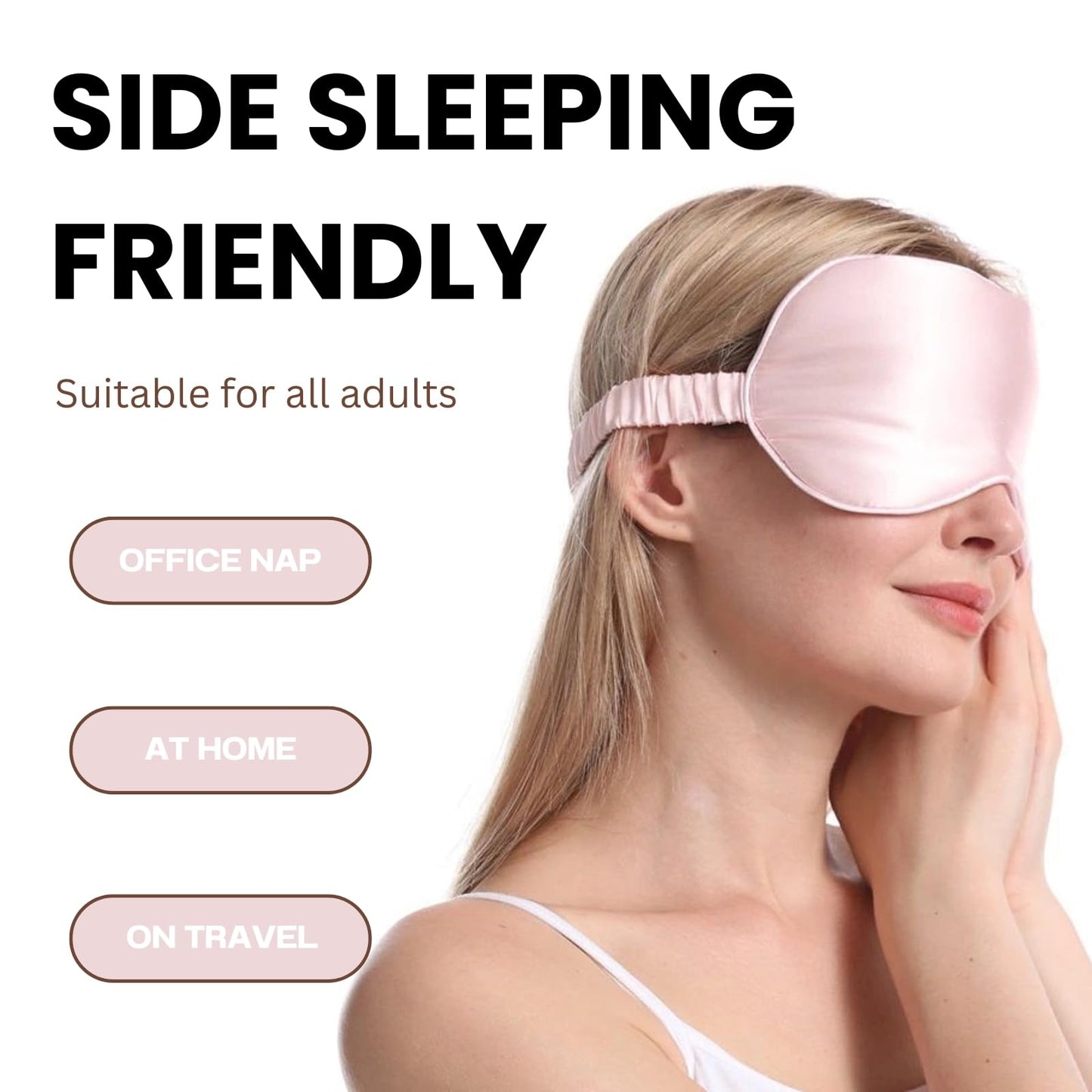 LCBD Silk Satin Sleeping Eye Mask, Pink Sleep Eye Mask Night Blindfold for Women and Men, Soft Breathable Blackout Eyeshade Eye Cover for Travel, Wedding Bridesmaid Gift