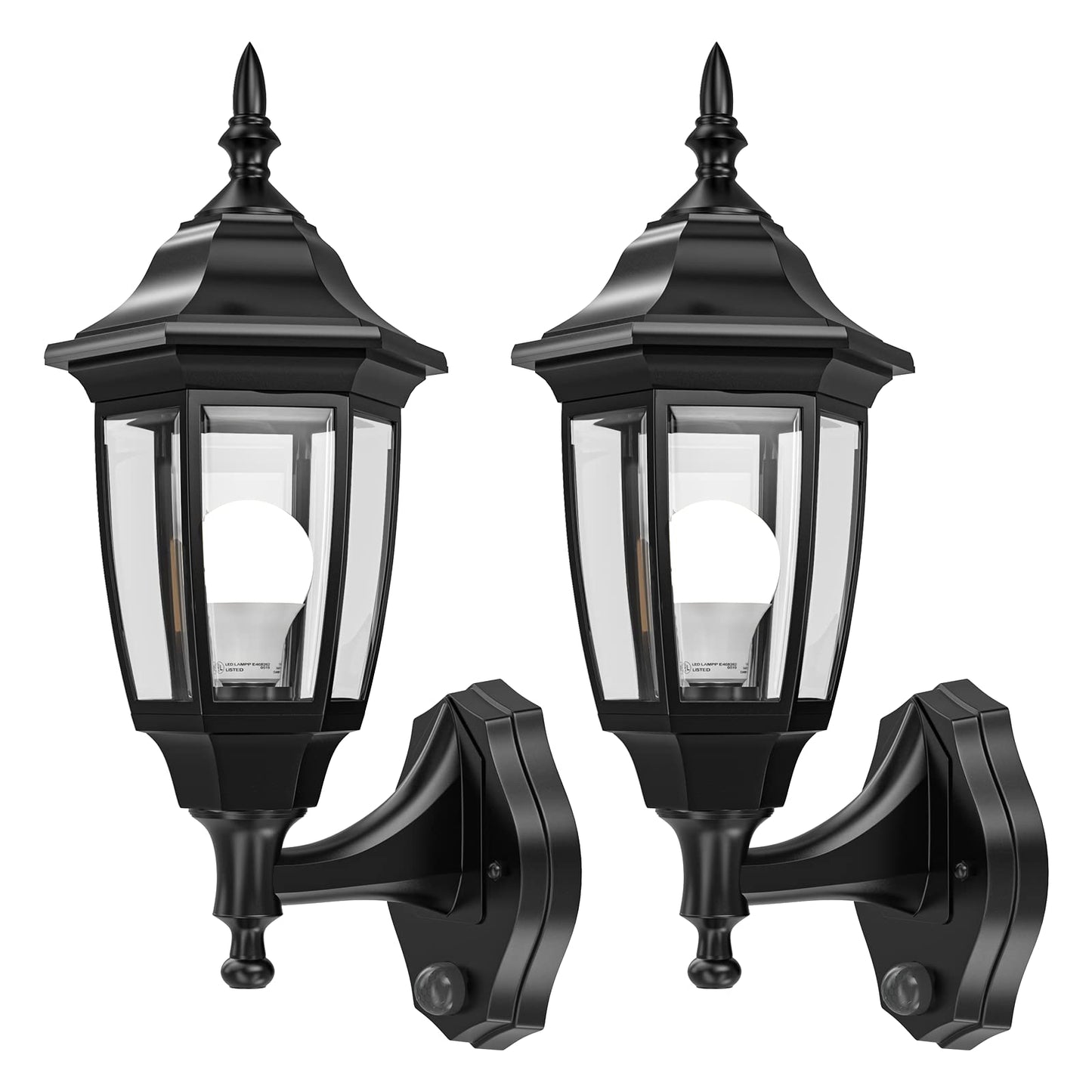 EMART Dusk to Dawn Outdoor Light Fixture, Waterproof Plastic, Black, Model EM-GL-2-PS, 2 Pack