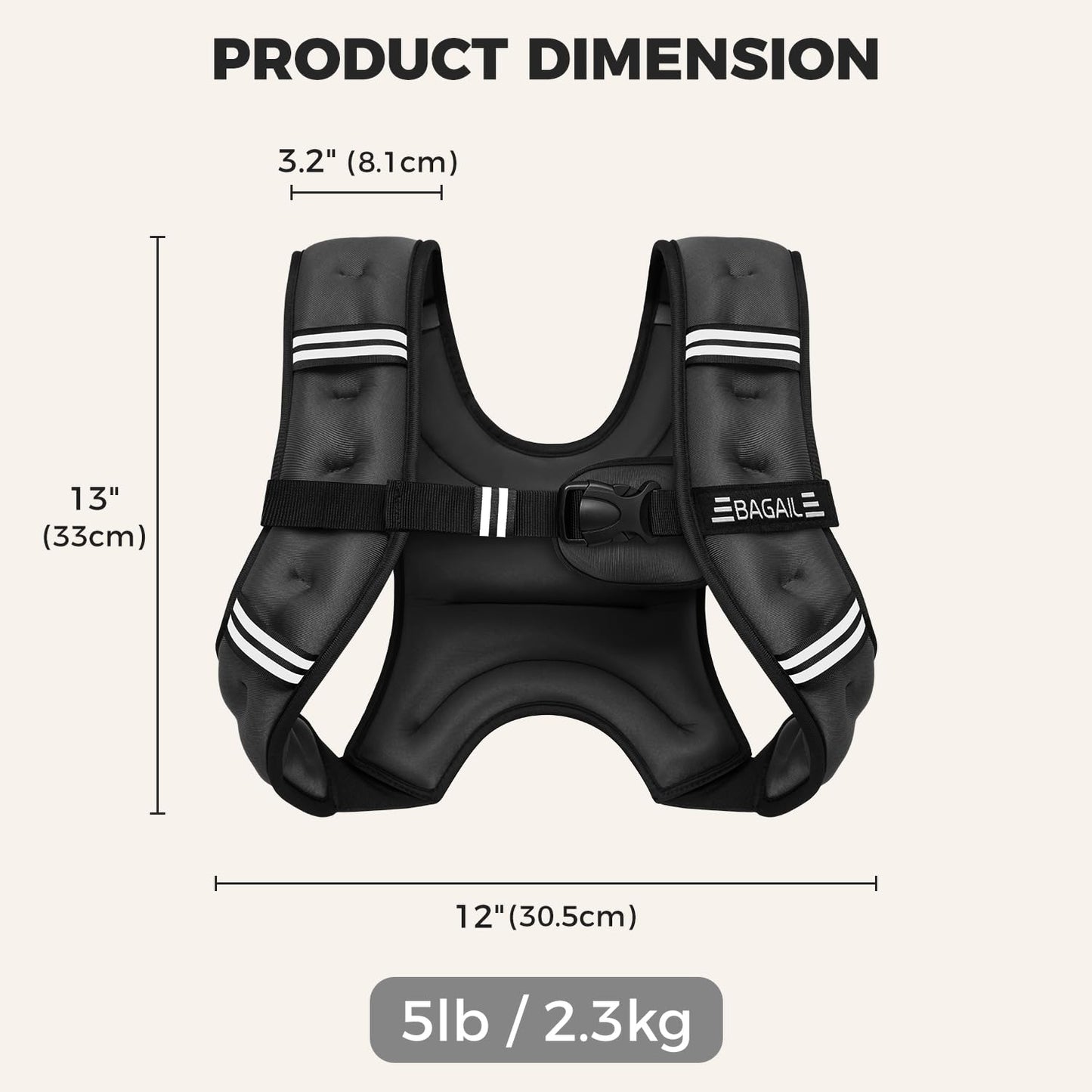 BAGAIL Weighted Vest, 5lb/8lb/10lb/12lb/15lb/20lb/25lb/30lb Weight Vest for Walking & Weight Loss, Reflective Rucking Vest with Phone Pouch for Women & Men, Home Gym & Outdoor Training