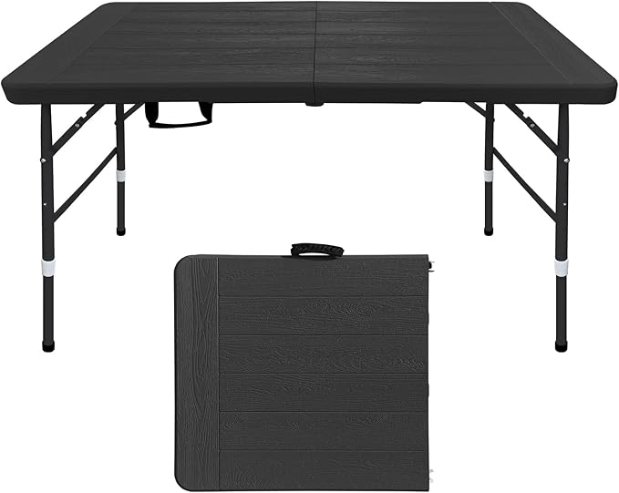 ICSPOID Folding Table, 4FT/6 FT Foldable Table with Carrying Handle, Steel Legs Heavy Duty Portable Utility Table for Part...