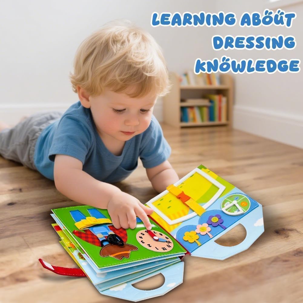 Farm Busy Book for Toddlers 1-3, Busy Book for Toddlers 3-5, Educational Farm Barn Animals Quiet Books with Finger Puppets, Montessori Portable Travel Learning Toys for 1 Year Old Boy Girl Gifts