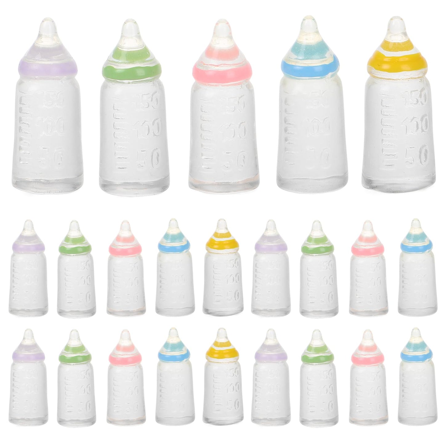 Kisangel 30pcs Miniature Baby Bottles Mini Baby Bottles Plastic s Model Micro Doll s for Shower Games