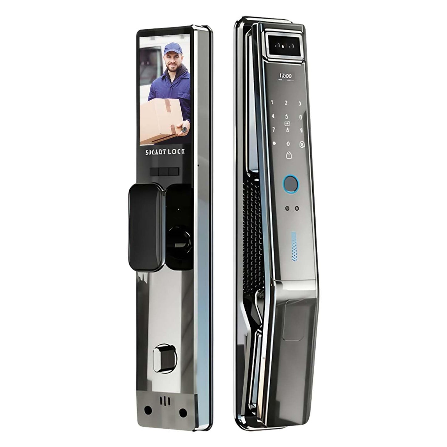 Smart Door Lock with 3D Face Recognition & Camera – 7-in-1 Keyless Entry via Palm Vein, Fingerprint, Passcode, Card, WiFi App (JLink), Key, Video Intercom & Doorbell, Alexa - Easy Install