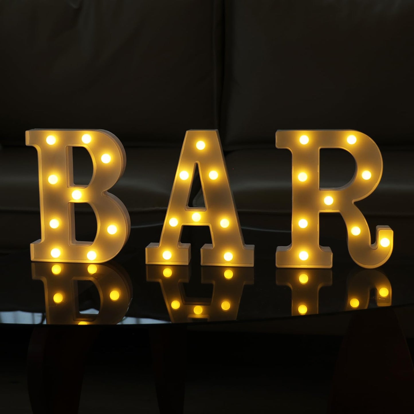 LED Marquee Letters Sign, Battery Powered Light Up BAR Sign, Decorative Numbers for Bar Decor - Warm White