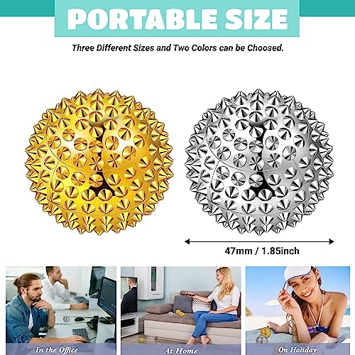 GRUNIL Spiky Massage Ball, Magnetic Balls, Hand Massage Ball Silver Ball 1 Pair, Hand Acupuncture Ball Massage for Adult a...