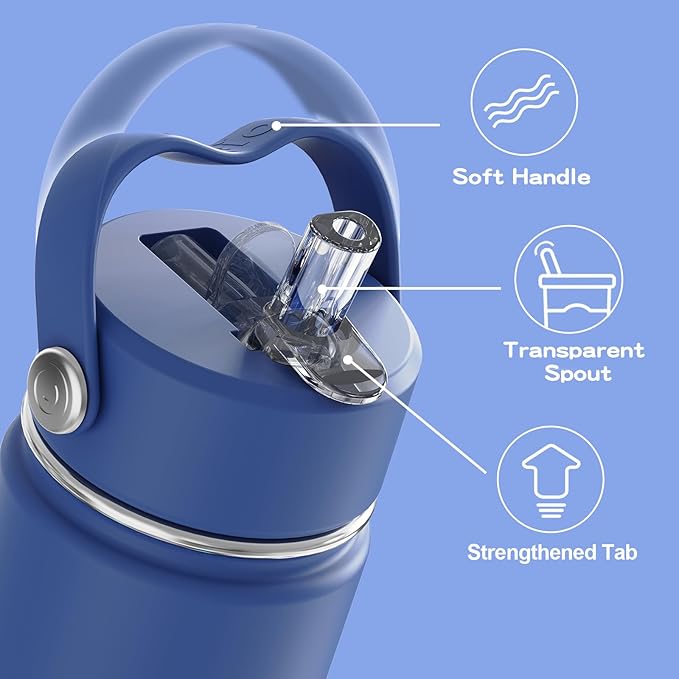 Kids Water Bottle with Straw Lid 10oz, Vacuum Insulated 316 Stainless Steel Water Bottles for Kids for School, Leakproof Water Bottle, BPA Free and Keep Cold for 24 Hours