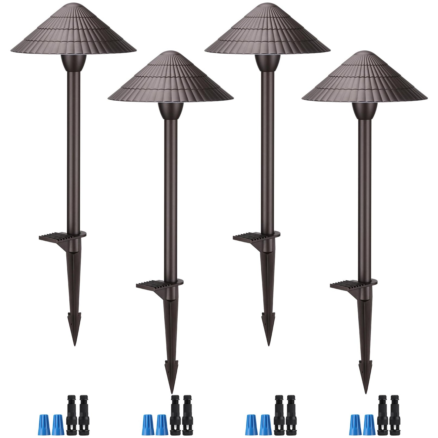 LEONLITE Low Voltage Landscape Lights, 3W, 12V, IP65 Waterproof, Bronze Aluminum, 3000K Warm White, Model 89279, Pack of 4