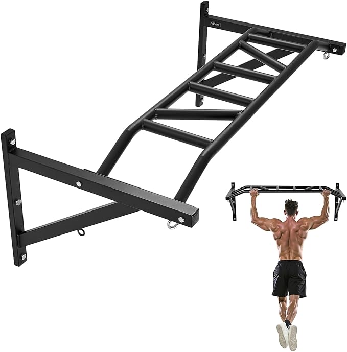 VEVOR Pull Up Bar, Multi-Grip Wall Mounted Pull Ups, 50 in Width Multifunctional Chin Up Training Station, Heavy Duty Stee...