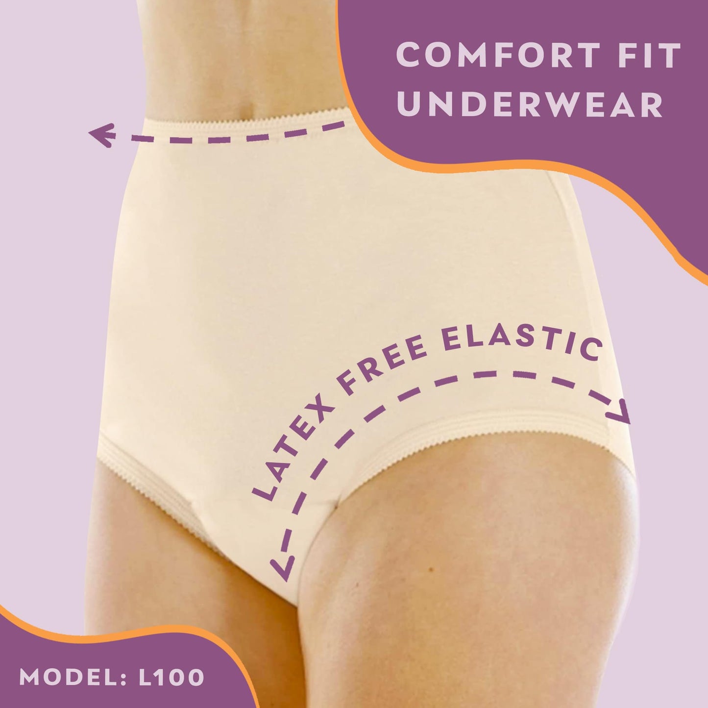 Wearever Women's Cotton Comfort Incontinence Panties for Bladder Control with Regular Absorbency - Reusable & Washable Leak Proof Underwear 150 ml (Pack of 3) (Beige) (M) (Fits Hip Sizes: 38-40")