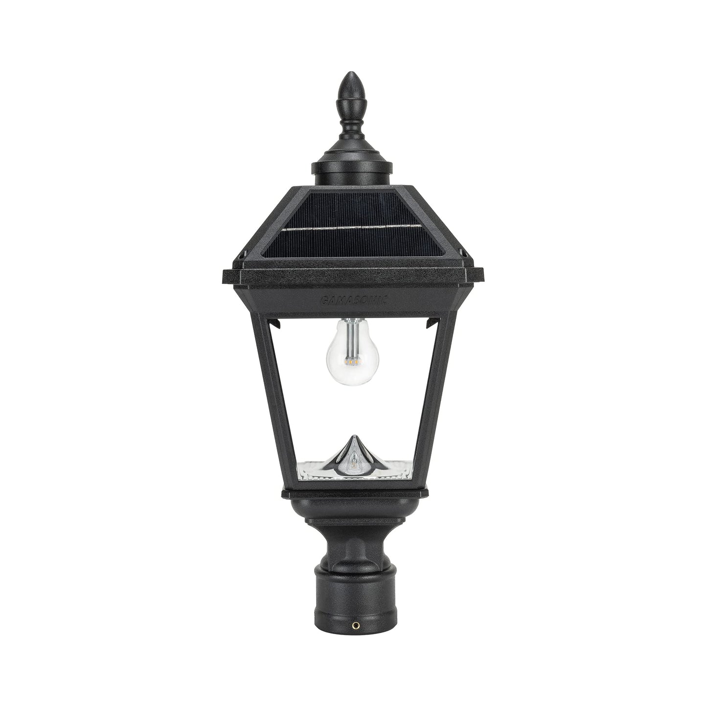 Gama Sonic Imperial Ii Outdoor Post Light, 2700K Warm White, Black Resin, Clear Lens, 3 Fitter, Model 96B50012