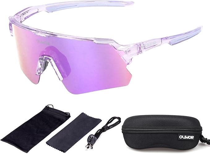 OUWOR Polarized Cycling Glasses for Men Women Youth, UV400 Mountain Bike Sunglasses for Bicycle Mtb Running Fishing Baseball