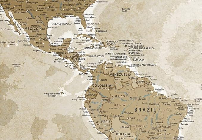 artgeist Pinboard World Map 35x24 in - Cork Board & Canvas Print Wall Art 1 pcs Memoboard with 50 Pins Noticeboard Message Board Image Picture Home Decor Travel Map Map of The World k-C-0127-p-a