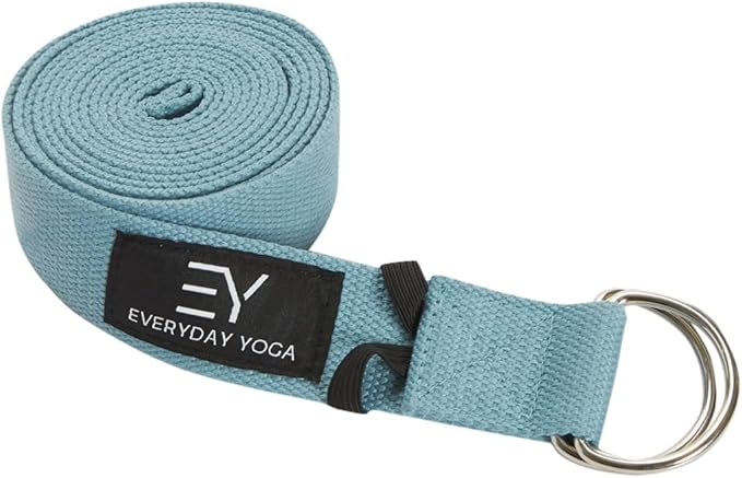 Everyday Yoga Strap with Metal D-Ring - Durable Stretching Strap for Yoga, Pilates, Flexibility & Physical Therapy (6ft, 8...