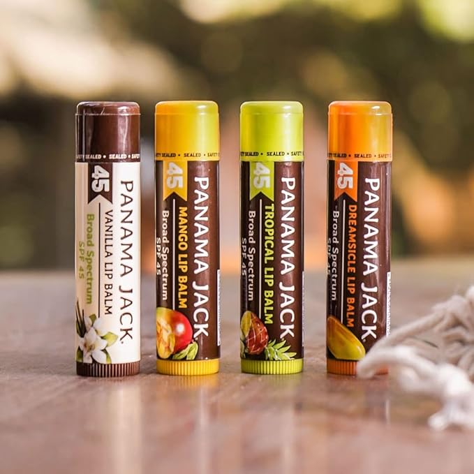 Panama Jack Sunscreen Lip Balm - SPF 45, Broad Spectrum UVA-UVB Sunscreen Protection, Prevents & Soothes Dry, Chapped Lips, Dreamsicle, Pack of 3