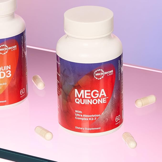 Microbiome Labs RestorFlora Spore & Yeast Probiotics Supplement (50 Capsules) + MegaQuinone K2-7 Complete Vitamin K Supplement Vitamin K1 & K2 MK-7 K2 with Magnesium & Zinc (60 Capsules) - 2 Products