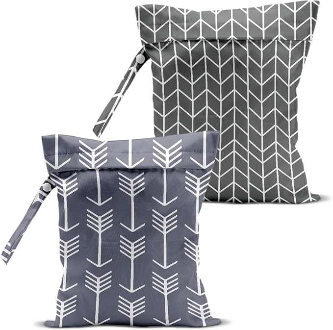 2Pcs Arrow Print Wet Bags, Wet Dry Bag Reusable Zipper Pouch for Swimsuit, Diapers, Travel, Pool, Beach, Dirty Yoga Gym Clothes, Toiletries, Waterproof Birthday Christmas Gifts