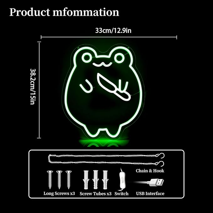 Frog Neon Sign Led Neon Lights Neon Signs for Wall Decor Light Up Sign for Birthday Party Club Gift