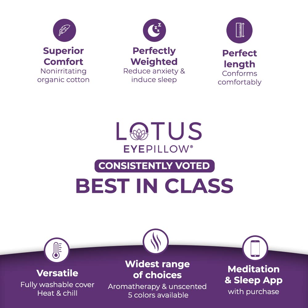 Lotus Weighted Lavender Eye Pillow – Purple Eye Mask for Sleep & Meditation – Aromatherapy Yoga Pillow with Flaxseed – Hot or Cold Compress for Headache & Eye Relief