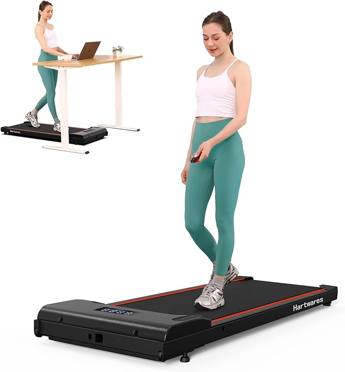 Hartwares Walking Pad Under Desk Treadmill with Incline 4 Level-9%, 2.5HP Quiet Treadmills for Home Office Small, Portable...