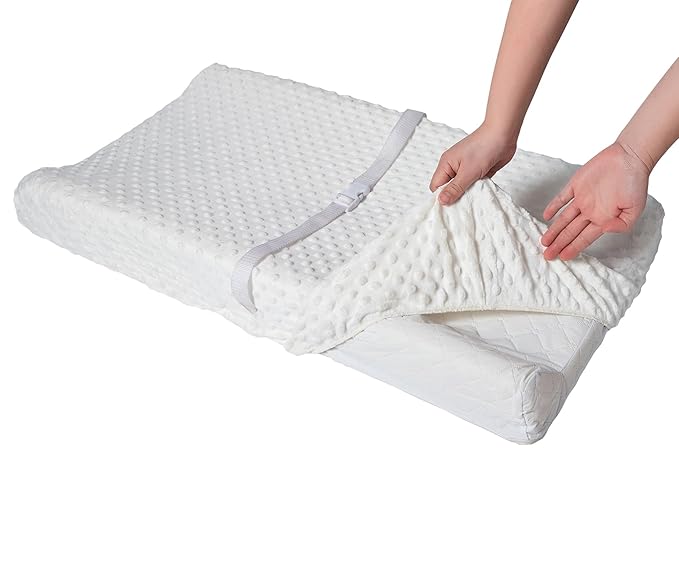 Baby Changing Pad Cover, Super Soft Plush Dot Diaper Changing Table Covers for Baby Girls and Boys, Ultra Comfortable, Diaper Changing Cloths for Babies, Fit 32"/34'' x 16" Pad (White)