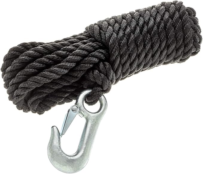 Attwood 11739-2 Poly Winch Rope with Steel Hook (3/8-Inch x 20-Feet)