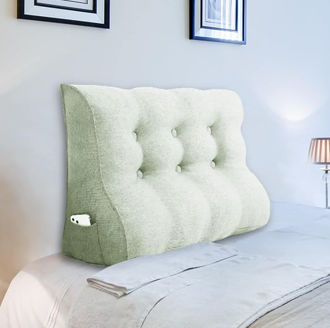 Daneey Multifunctional Headboard Wedge Pillow Dorm Headboard Twin XL Bed Wedge Pillow for Headboard Reading Pillow Adult Back Pillow for Sitting in Bed Wedge Pillow Headboard with Washable Beige Cover