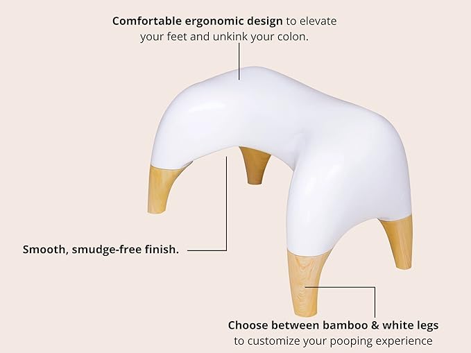 TUSHY Ottoman: A Premium Toilet Stool for The Bathroom, Modern Sleek Design | Squatting Position Helps Improve Bowel Health & Relieve Constipation (Relaxed 7.5", White/White)