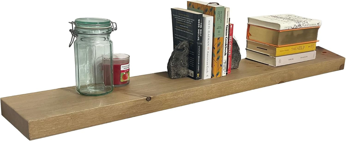 joelsantiques - 48 Inch Wooden Floating Shelves for Wall - 48x8x2 in - Made of Natural Wood - Long Heavy Duty Rustic Wall Shelves for Bedroom - Perfect for Living Room, Kitchen - Natural